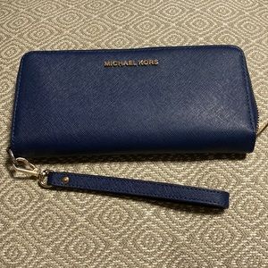 Blue Michael Kors Wristlet